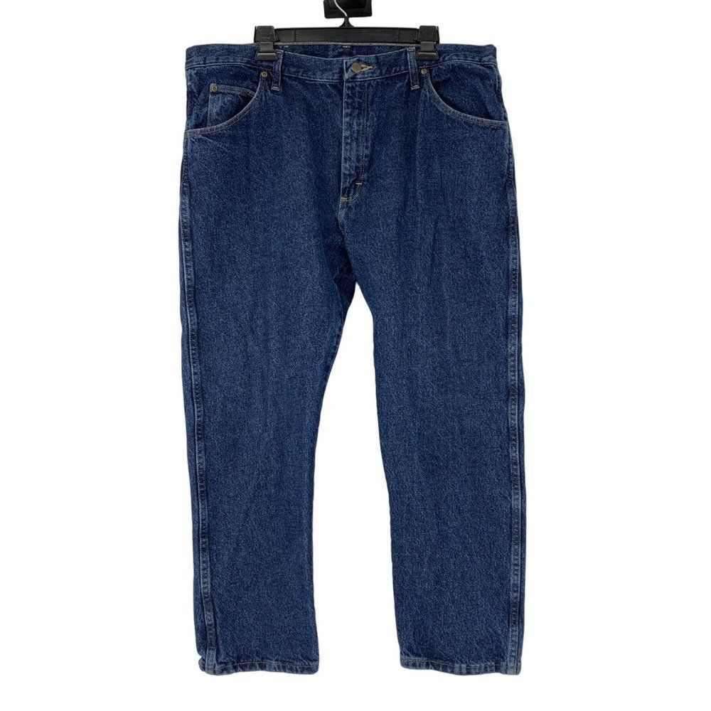Mens Wrangler Dark Jeans 40 x 29 Heavy weight denim relaxed straight Leg 2750